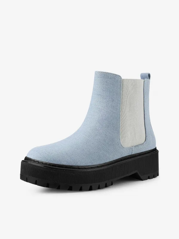 Faux Leather Platform Chunky Heel Chelsea Ankle Boots sold by Allegra K