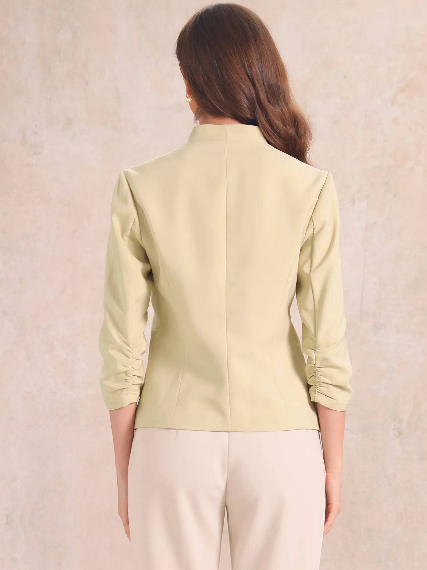 3/4 Sleeved Zipper Pockets Open Front Work Office Casual Blazer sold by Allegra K product image thumbnail 3