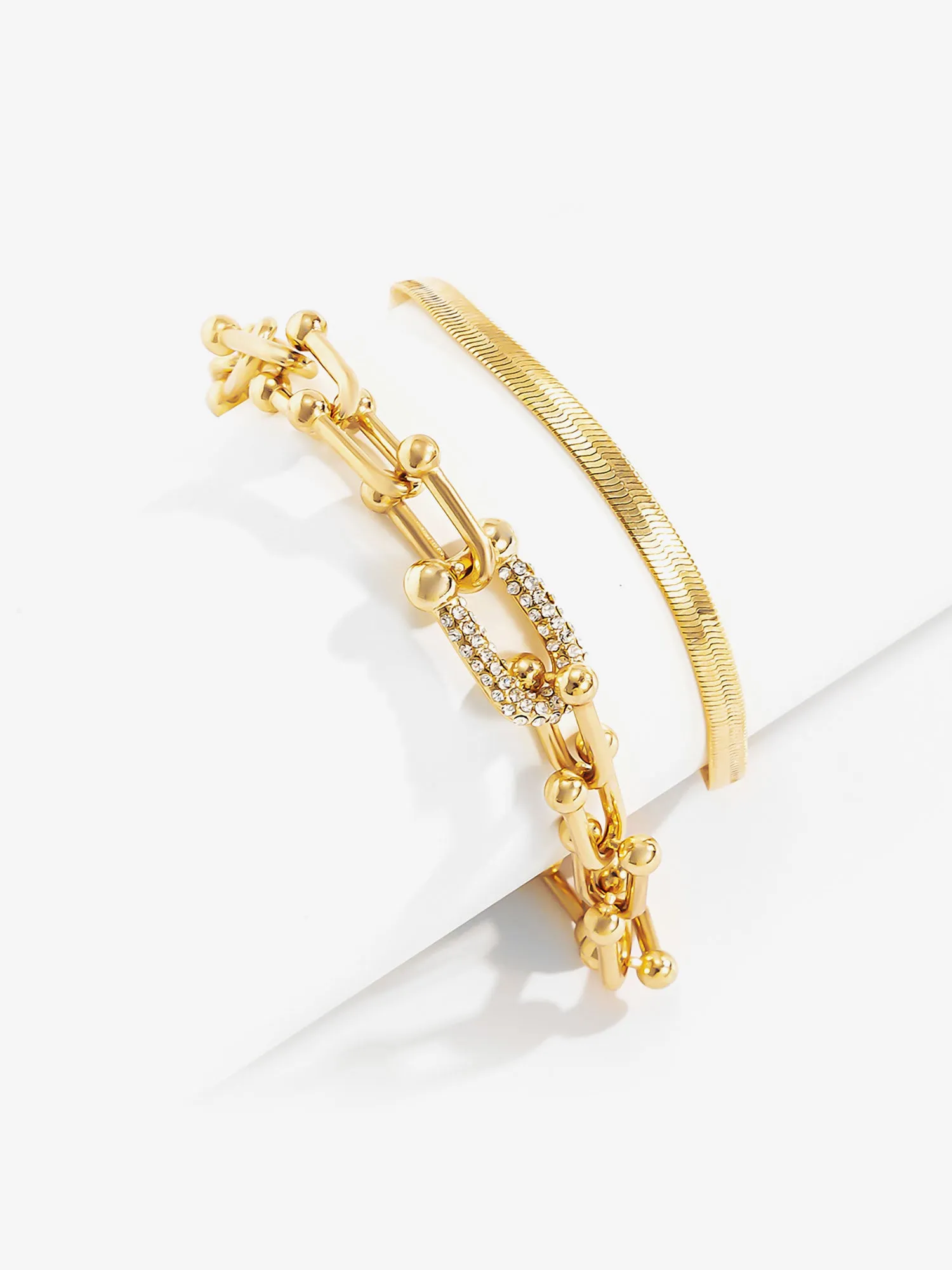 U Buckle Metal Stackable Rhinestone Bracelet Set sold by Allegra K product image thumbnail 3