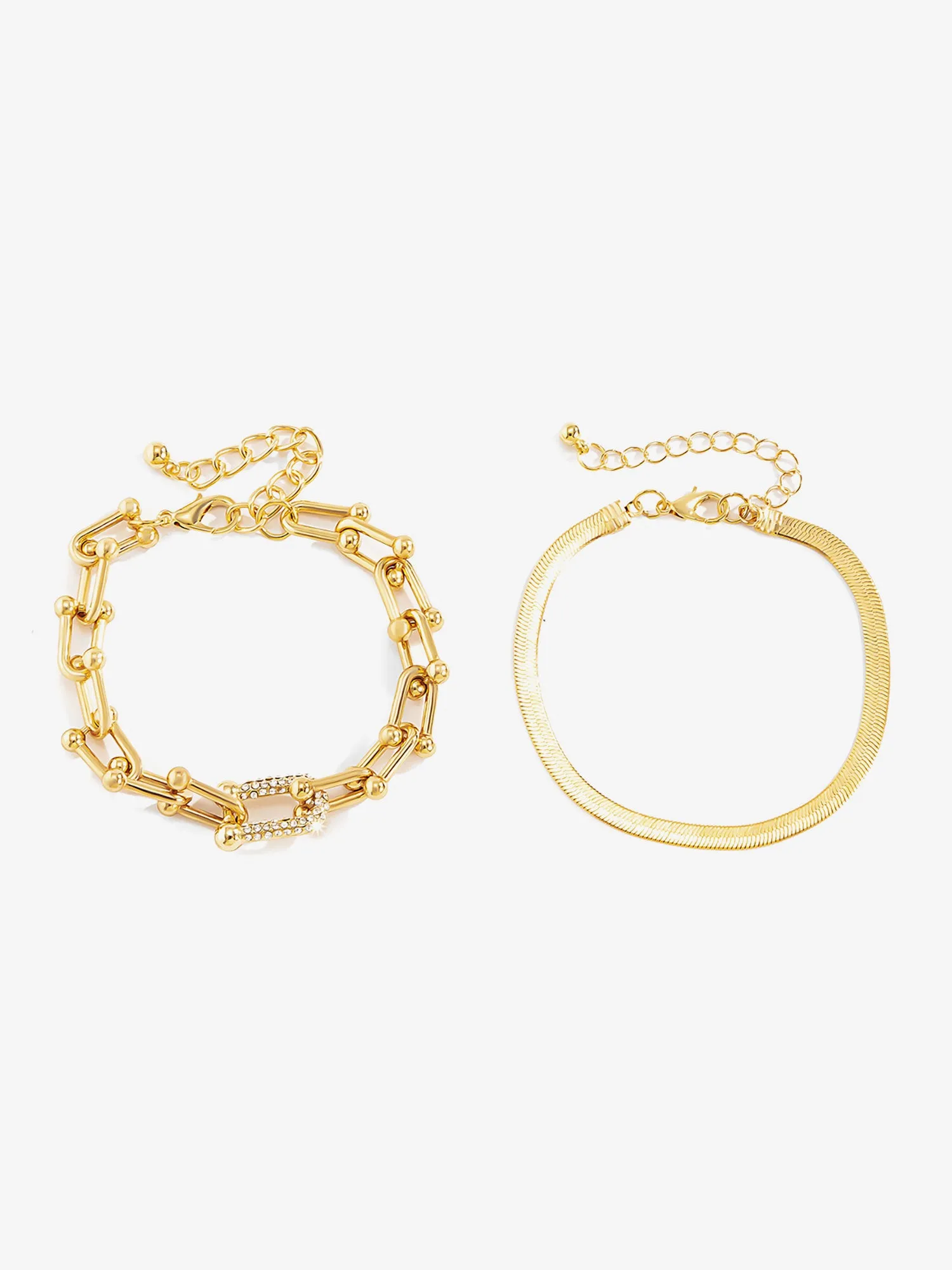 U Buckle Metal Stackable Rhinestone Bracelet Set sold by Allegra K product image thumbnail 2