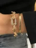 U Buckle Metal Stackable Rhinestone Bracelet Set sold by Allegra K