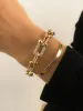 U Buckle Metal Stackable Rhinestone Bracelet Set sold by Allegra K