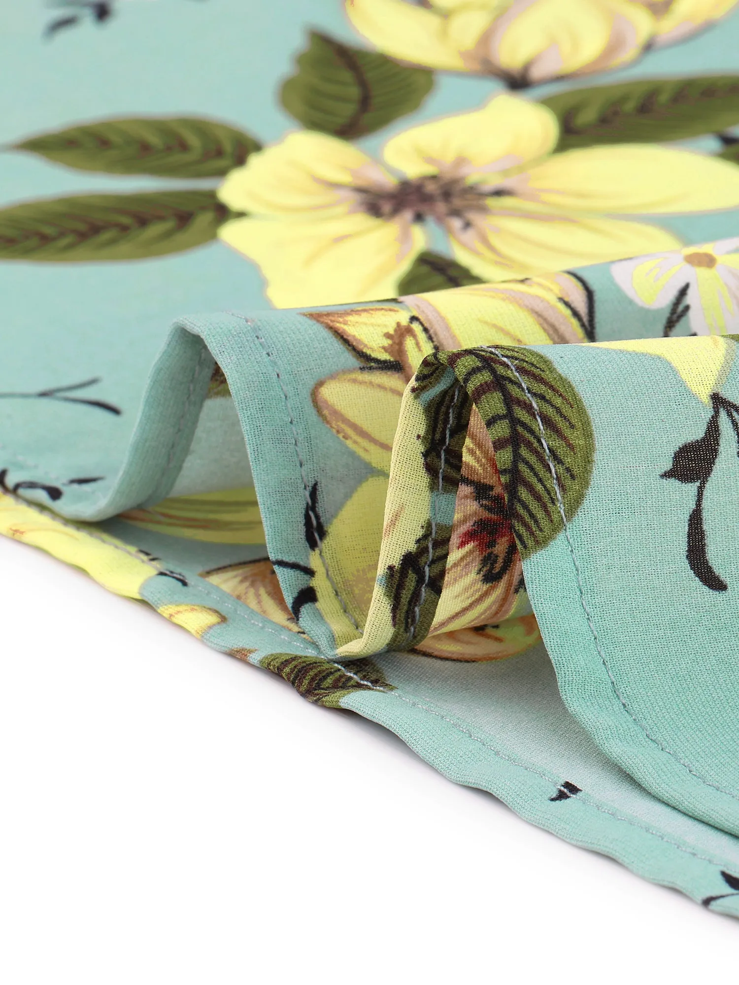 Ruffled Short Sleeve Floral Print Mock Neck Blouses sold by Allegra K product image thumbnail 5