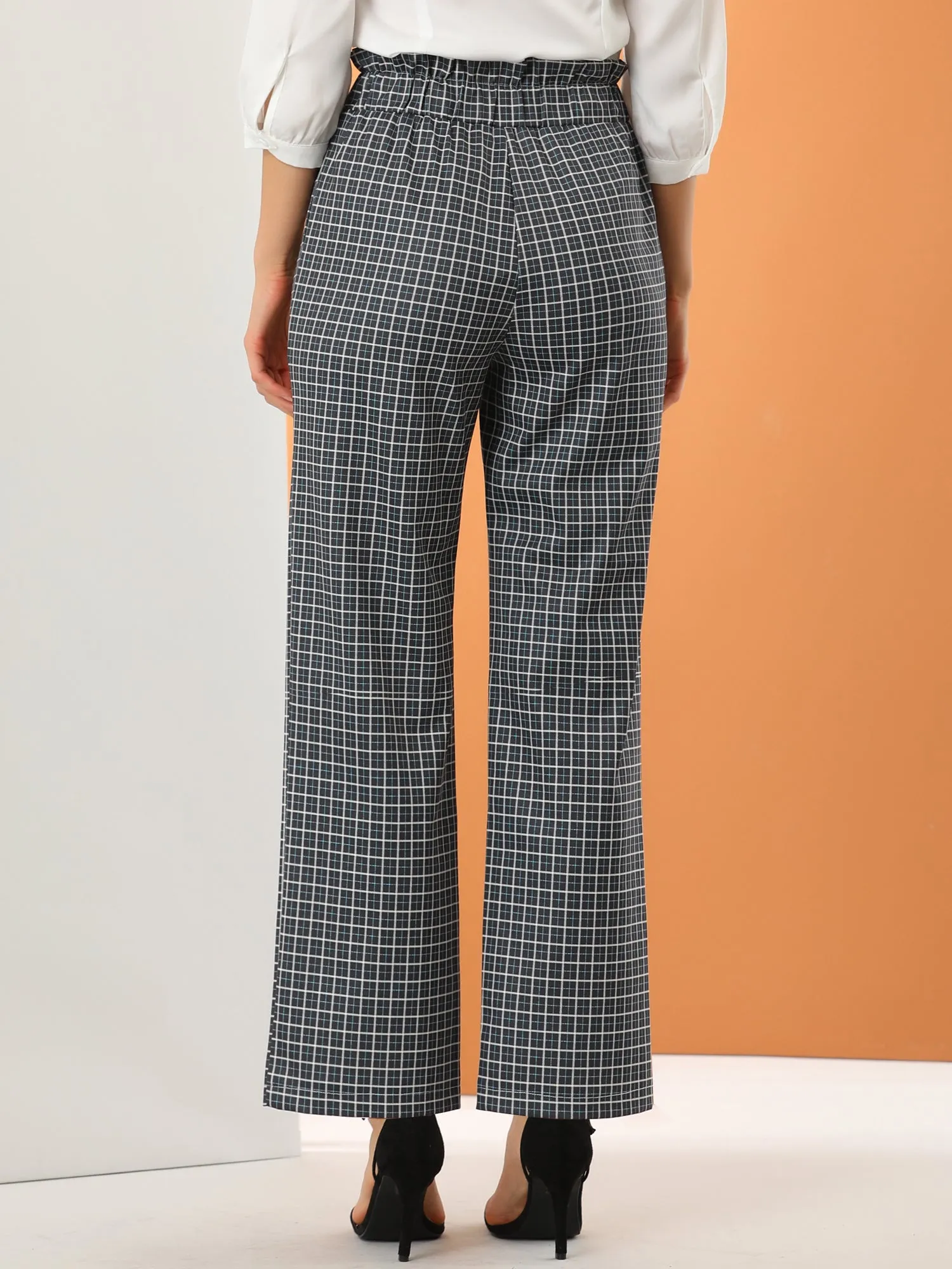 High Waist Casual Plaid Tartan Straight Leg Long Pants sold by Allegra K product image thumbnail 5