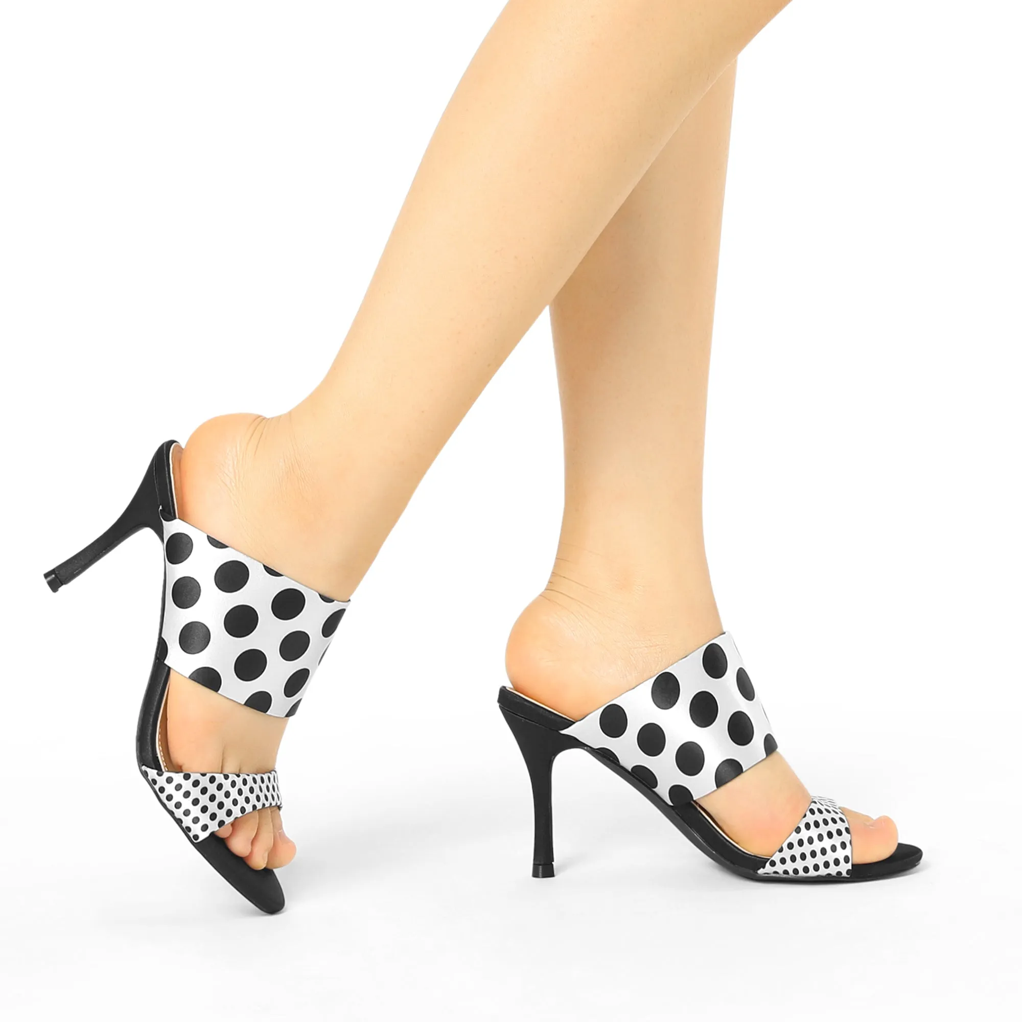 Polka Dots Stiletto Heel Slides Sandals sold by Allegra K product image thumbnail 3