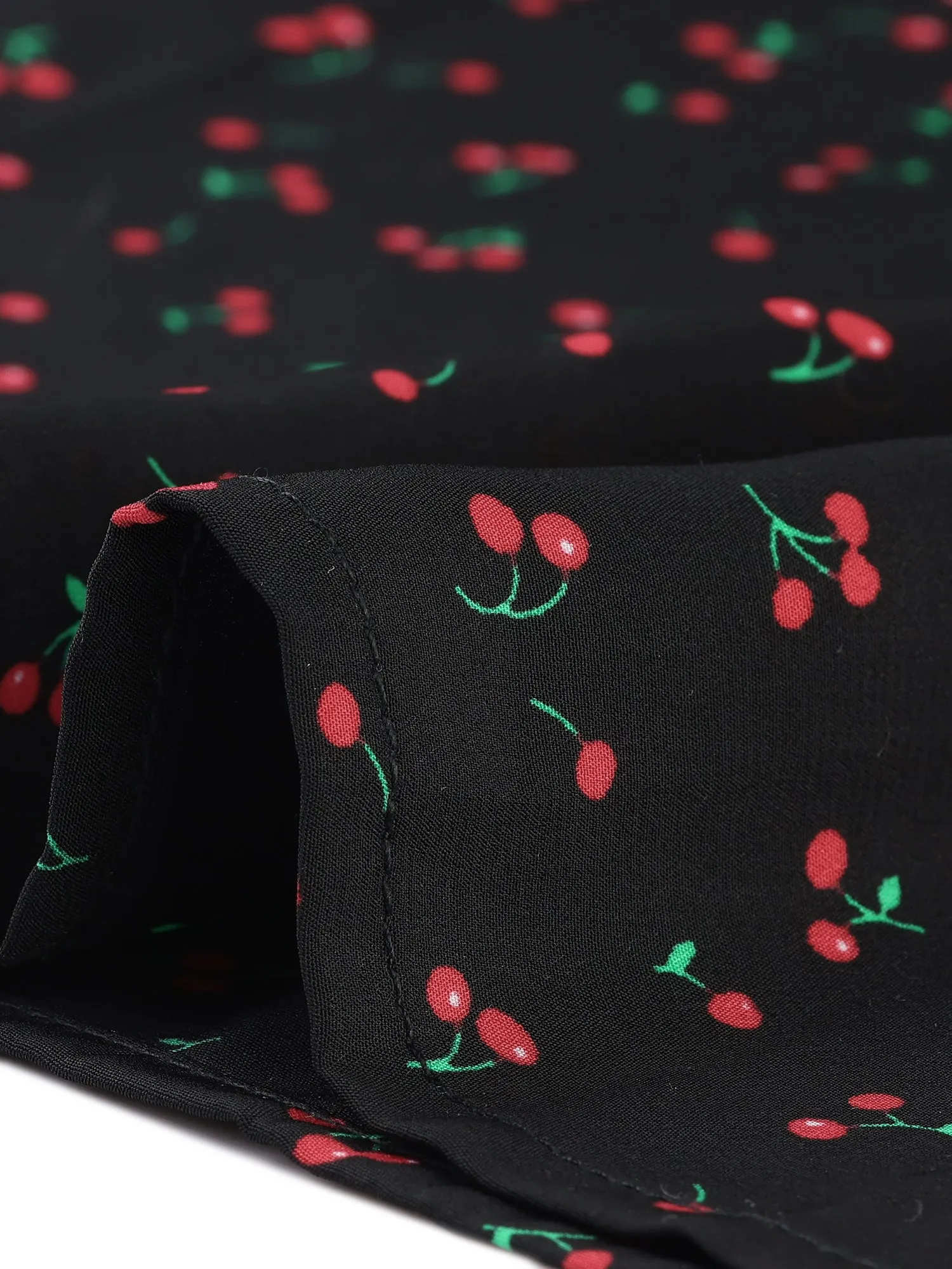 Retro Cherry Print Square Neck Drawstring Midi Dress sold by Allegra K product image thumbnail 5