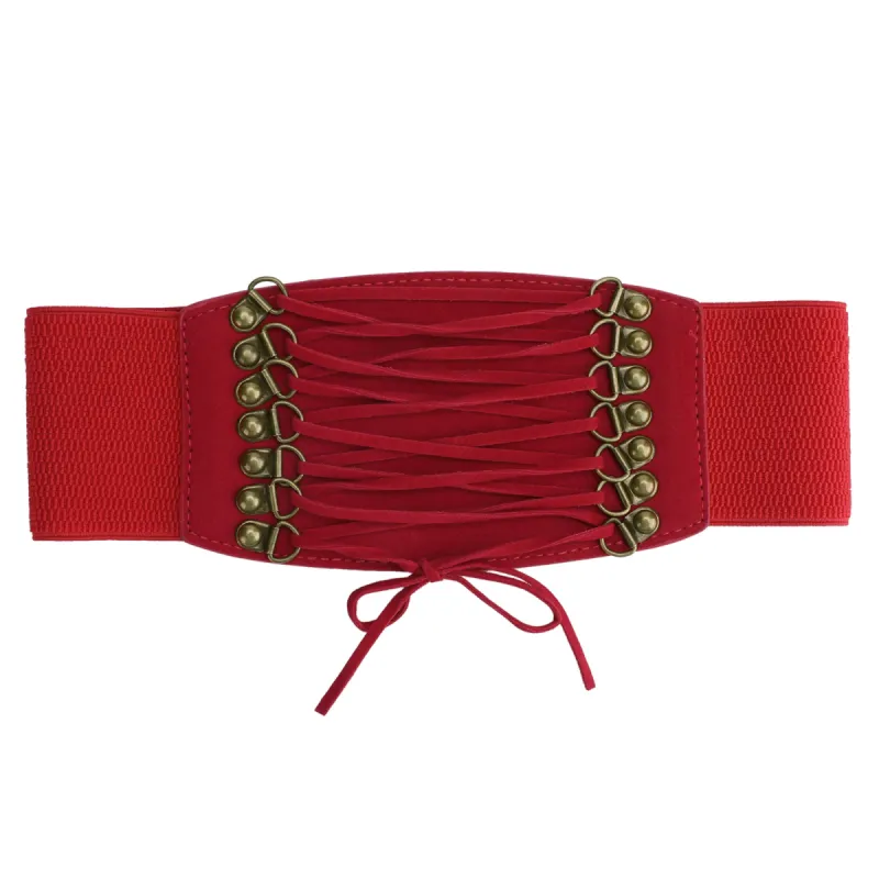Rope Decor Elastic Band Press Stud Button Closure 3" Width Waist Belt sold by Allegra K