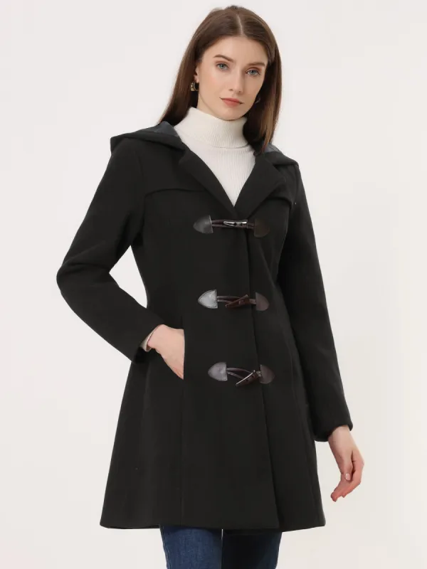 Hooded Toggle Button Up Duffle Coat Winter Outwear sold by Allegra K