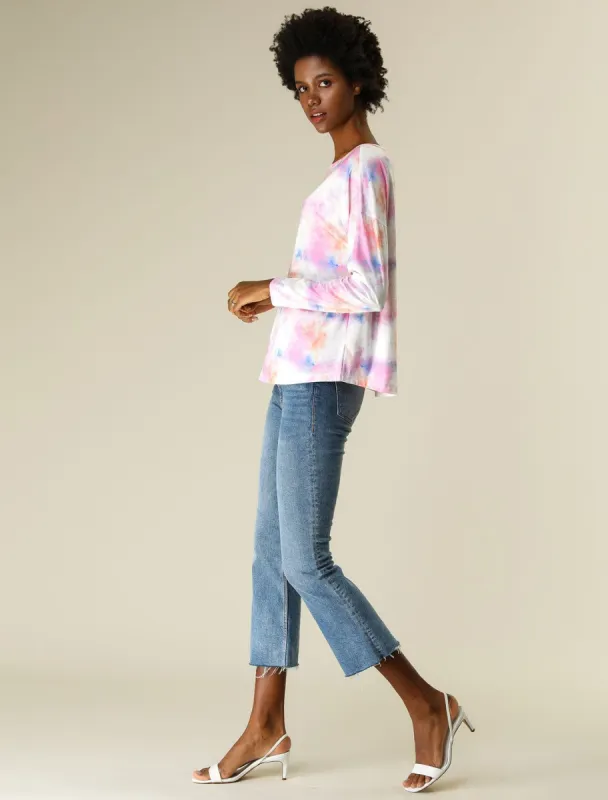 Spring Colorful Long Sleeve Colorblock Print Tops Tie-Dye T-Shirt sold by Allegra K