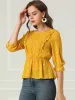 Elegant Peplum Tops 3/4 Sleeve Floral Printed Chiffon Blouse sold by Allegra K
