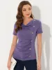 Cowl Neck Short Sleeve Casual Basic Solid Knitted Buttons Decor Ruched Top sold by Allegra K