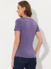 Cowl Neck Short Sleeve Casual Basic Solid Knitted Buttons Decor Ruched Top sold by Allegra K