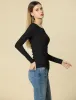 Round Neck Long Sleeve Solid Fitted Ruched Top sold by Allegra K