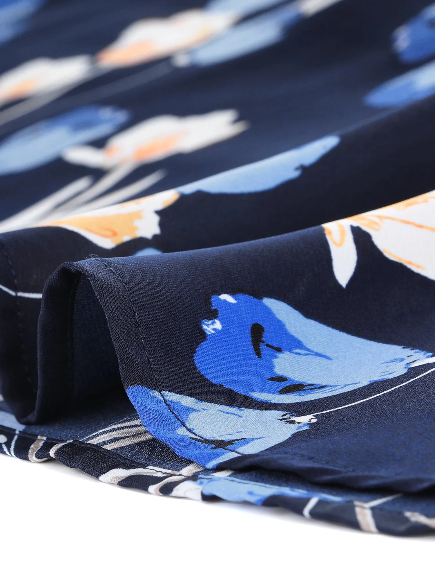 Floral Tie Neck 3/4 Sleeve Office Work Midi Flowy Flare Dress sold by Allegra K product image thumbnail 5