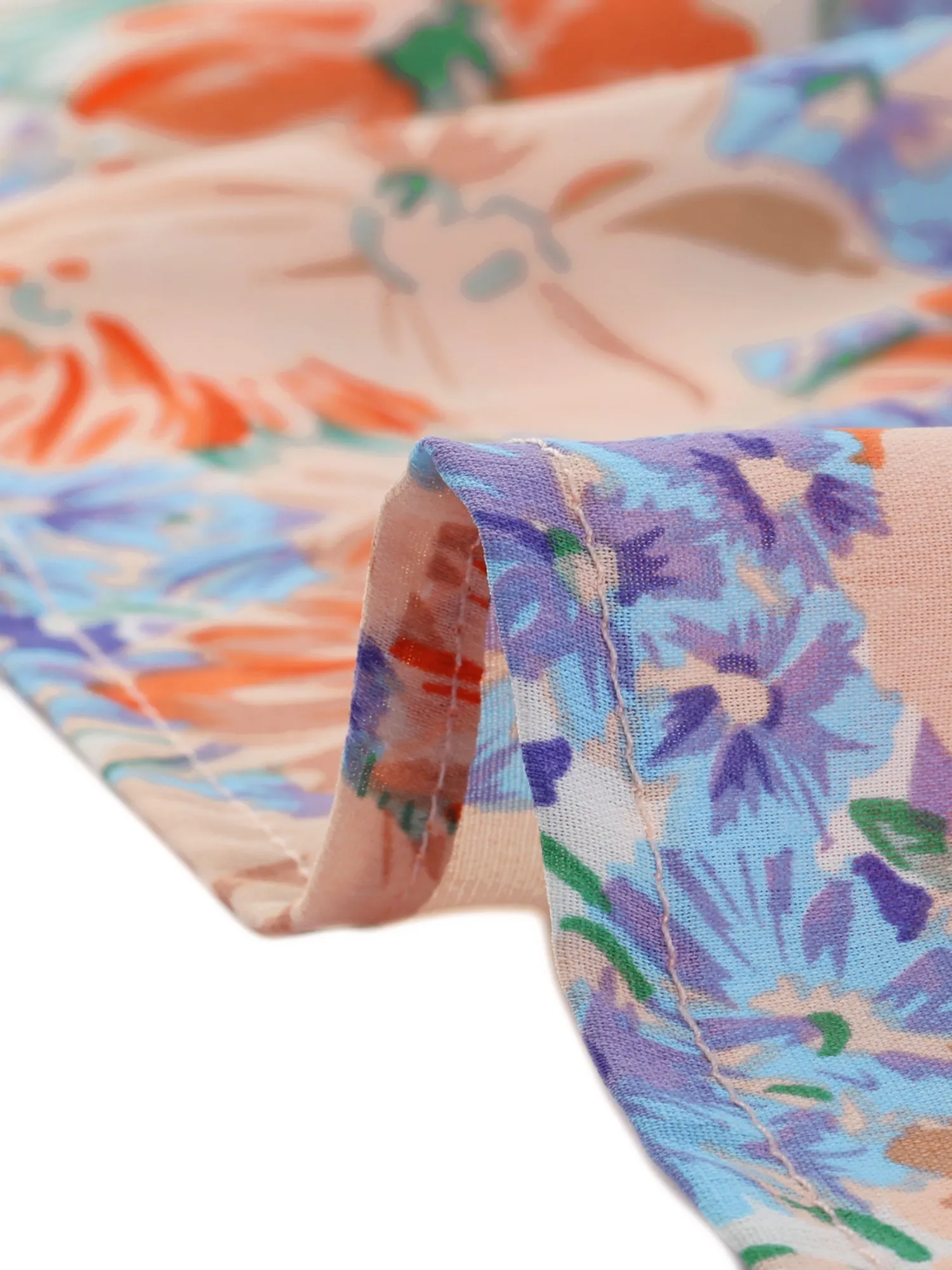 Floral Summer Short Sleeve Sweetheart V Neck Mini Dress sold by Allegra K product image thumbnail 4