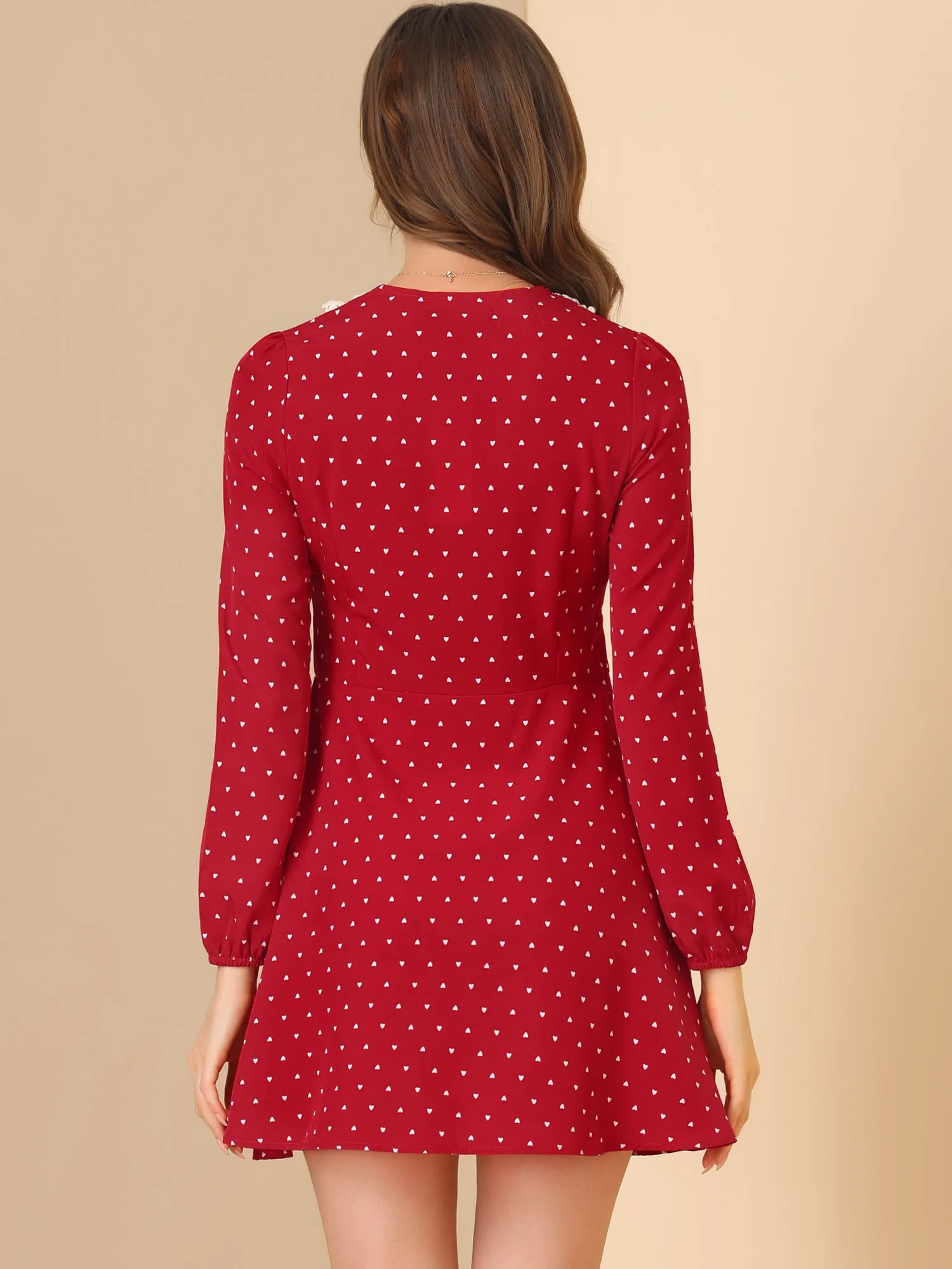 Valentine's Day A-Line Heart Print Peter Pan Collar Mini Dress sold by Allegra K product image thumbnail 5