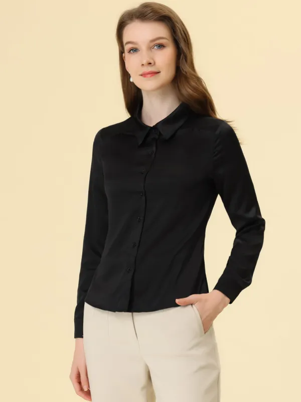 Bow Tie Blouse Long Sleeve Chiffon Satin Top sold by Allegra K