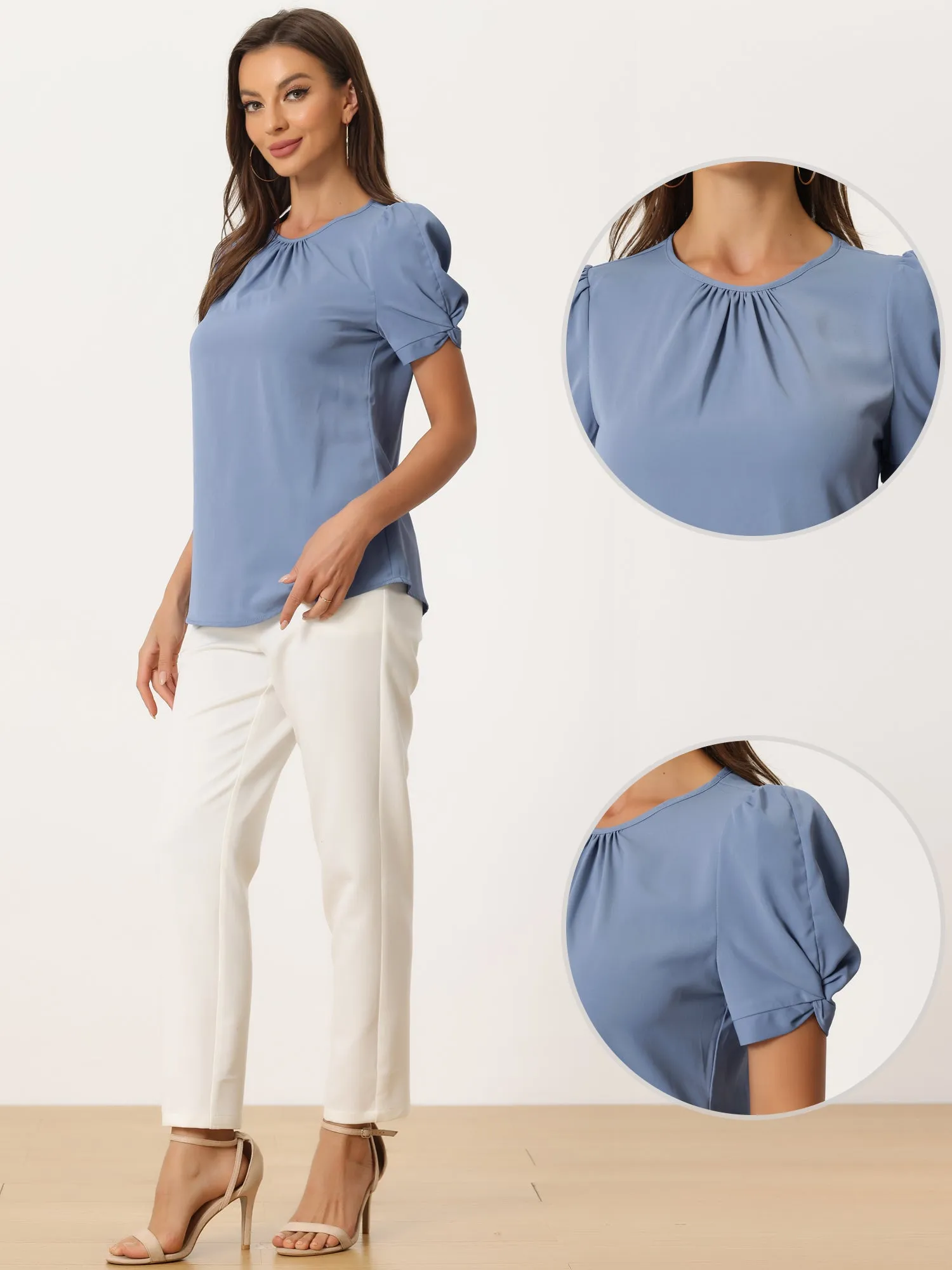 Office Work Floral Print Elastic Waist Pleated Flare Midi Skirt sold by Allegra K product image thumbnail 5