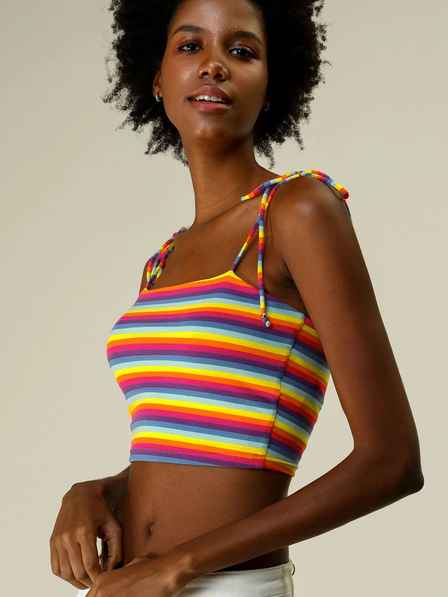 Cami Tube Top Tie Spaghetti Straps Sleeveless Summer Crop Tops sold by Allegra K product image thumbnail 5