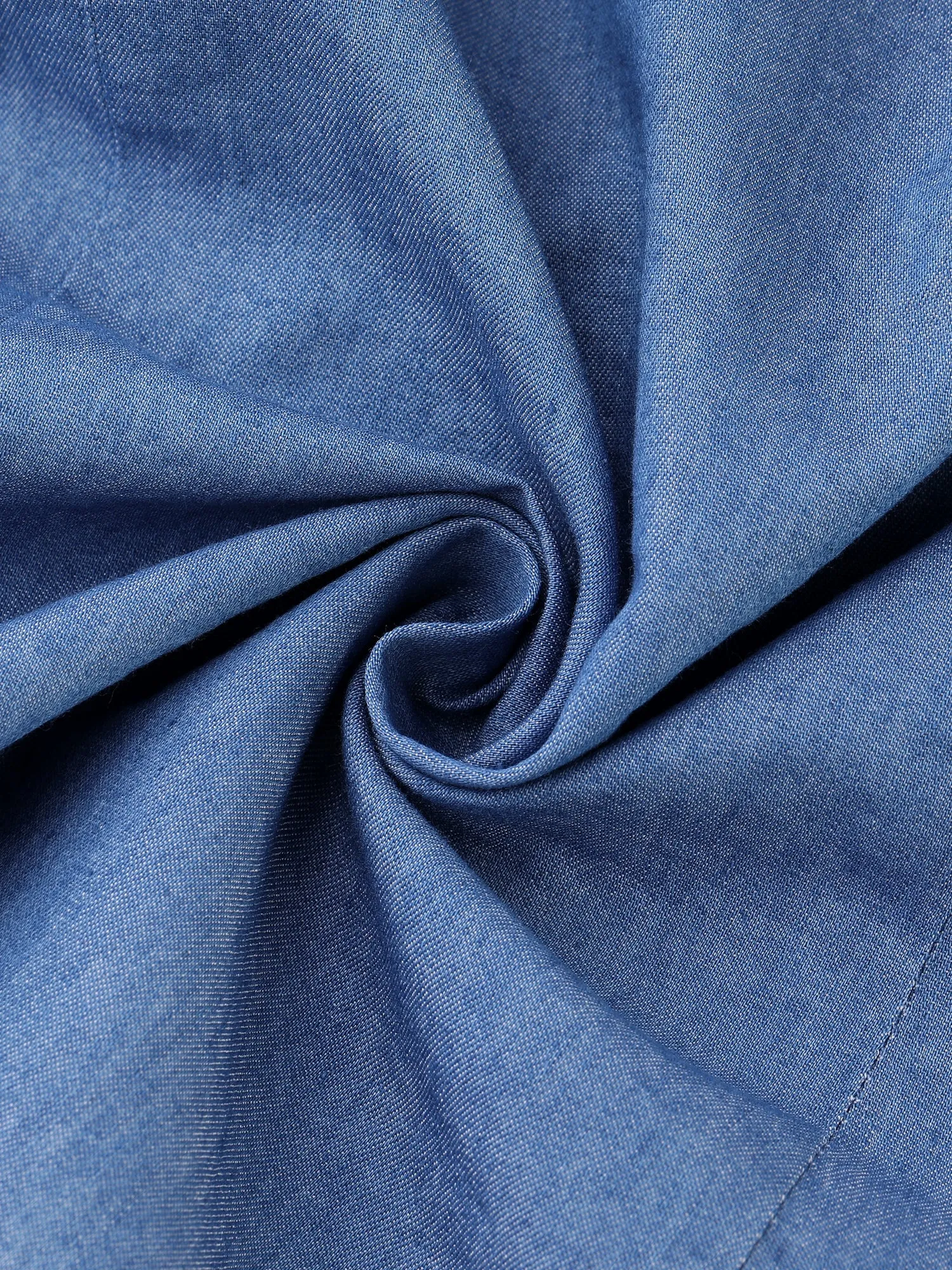 Point Collar Short Sleeve Button Down Denim Shirt sold by Allegra K product image thumbnail 4