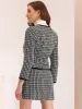 2 Piece Outfits Plaid Tweed Cropped Blazer Jacket & Mini Skirt Suit Set sold by Allegra K