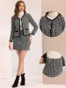 2 Piece Outfits Plaid Tweed Cropped Blazer Jacket & Mini Skirt Suit Set sold by Allegra K