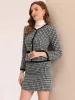2 Piece Outfits Plaid Tweed Cropped Blazer Jacket & Mini Skirt Suit Set sold by Allegra K