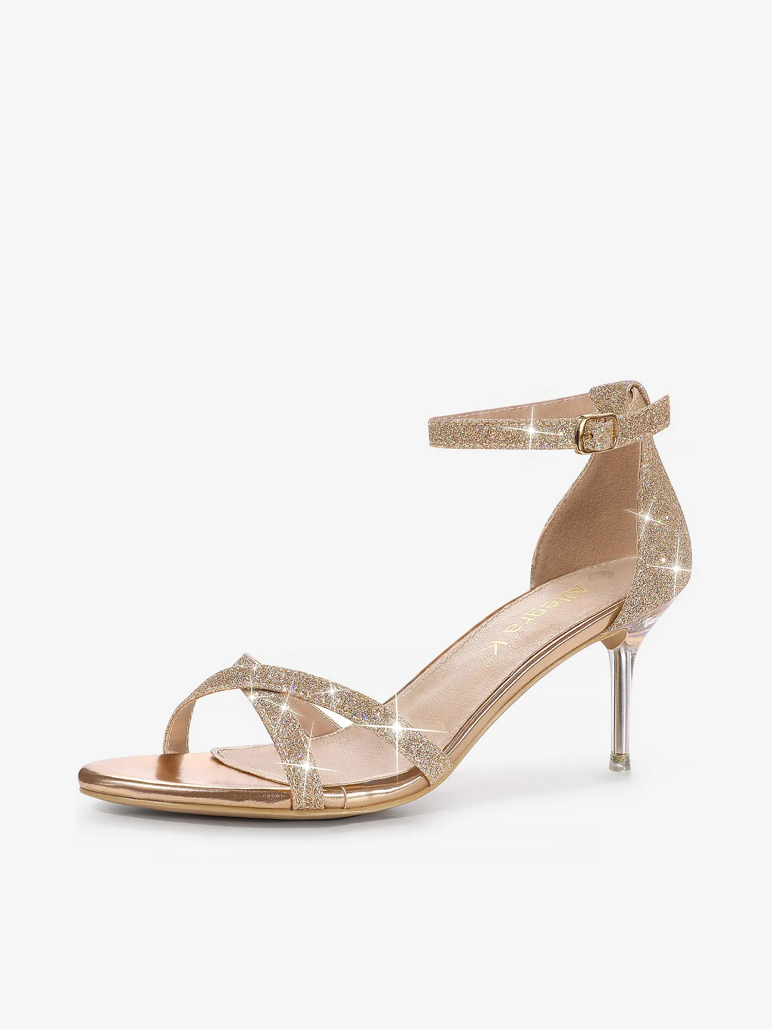 Women's Glitter Ankle Straps Stiletto Clear Heels Sandals sold by Allegra K