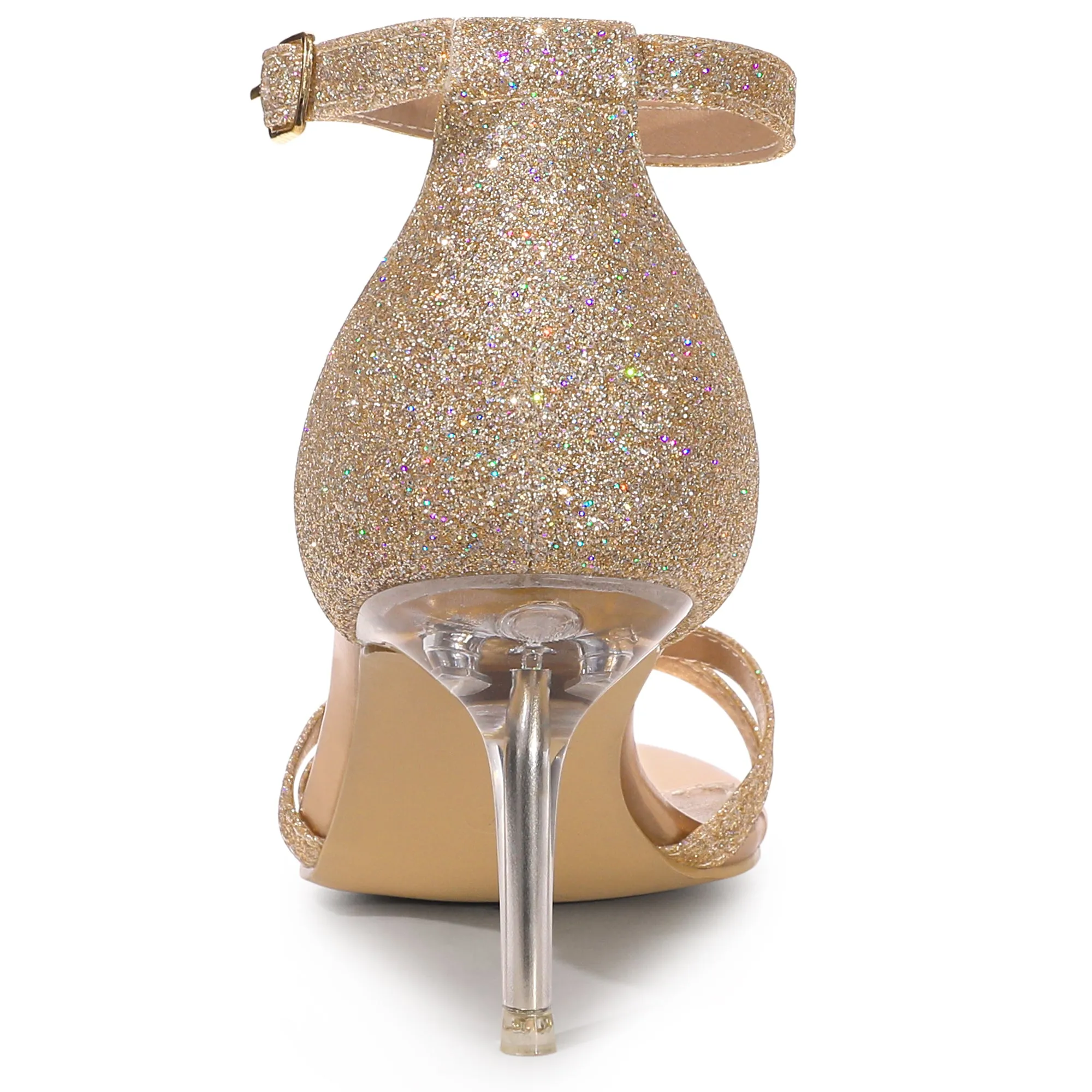 Women's Glitter Ankle Straps Stiletto Clear Heels Sandals sold by Allegra K product image thumbnail 5