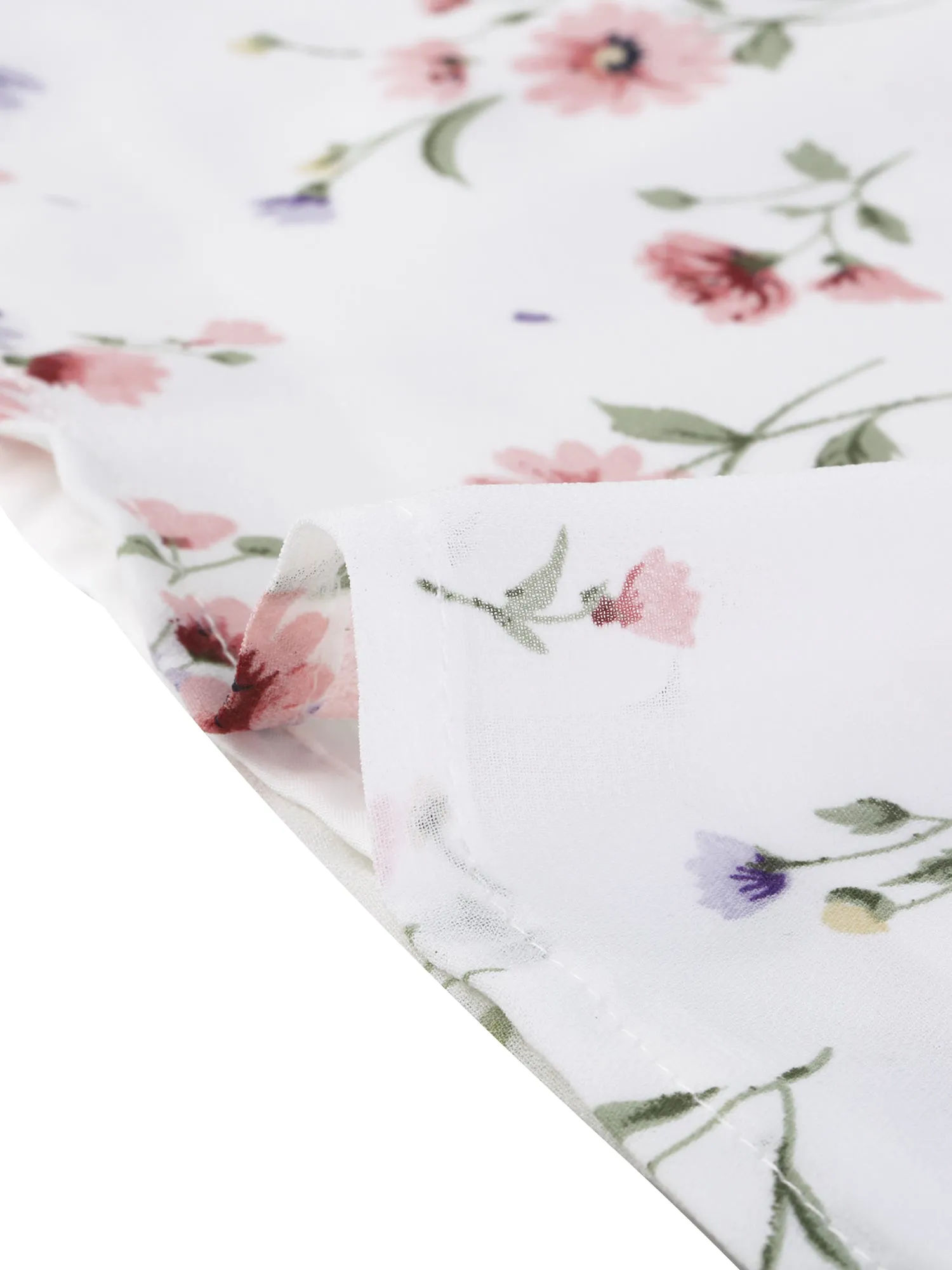 Summer Tops Puff Short Sleeve Chiffon Floral Print Blouse sold by Allegra K product image thumbnail 5