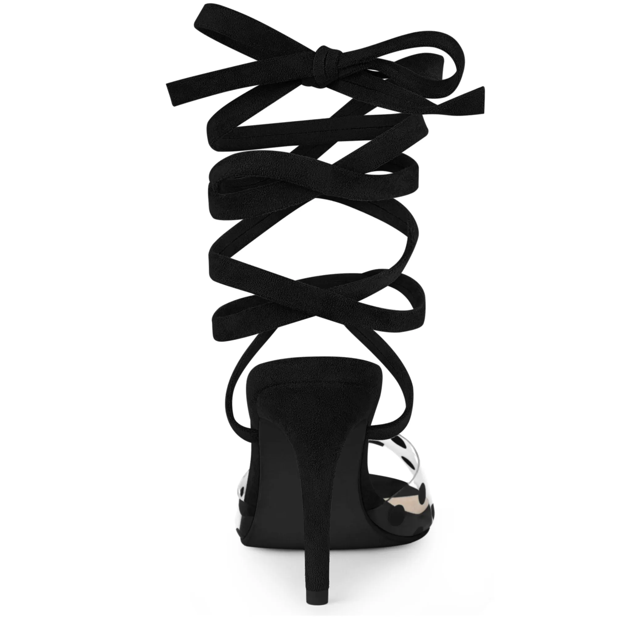 Polka Dots Clear Lace Up Stiletto Heel Sandals sold by Allegra K product image thumbnail 5