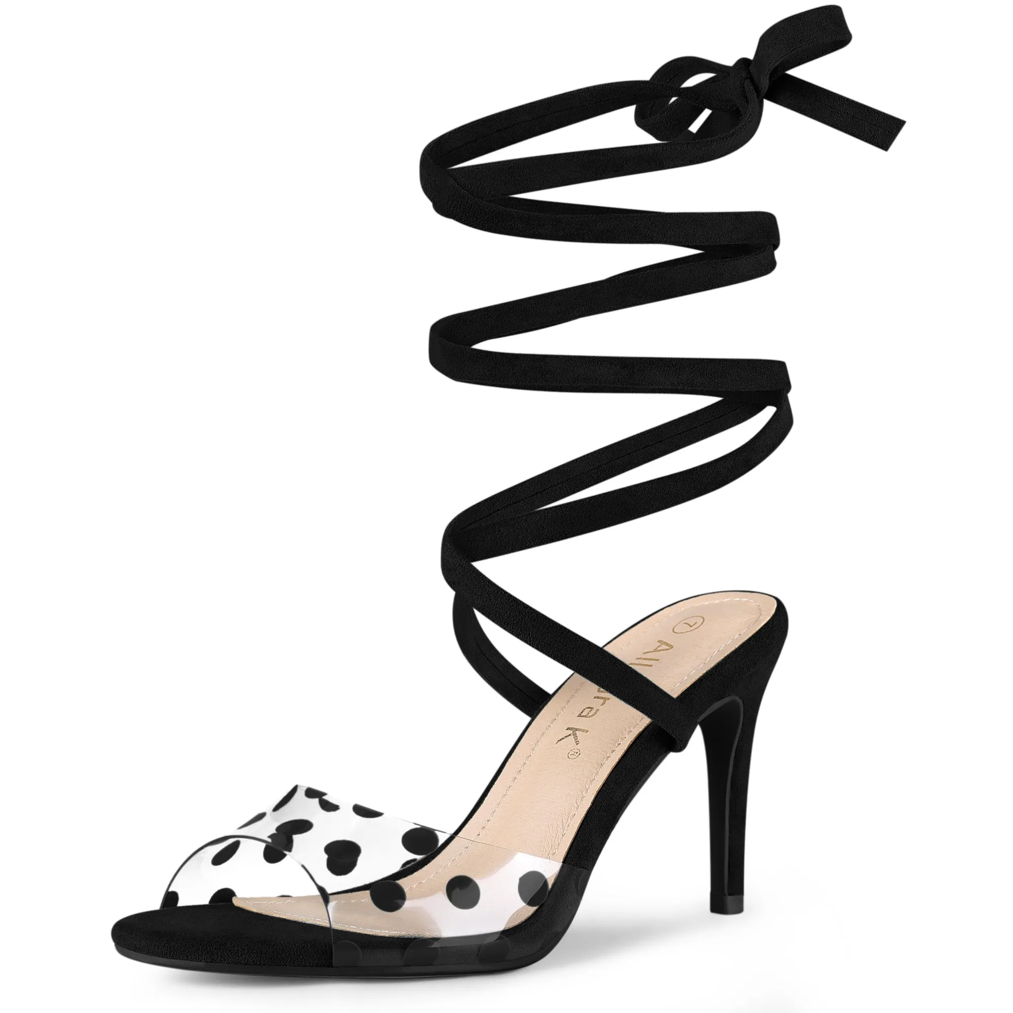 Polka Dots Clear Lace Up Stiletto Heel Sandals sold by Allegra K product image thumbnail 2