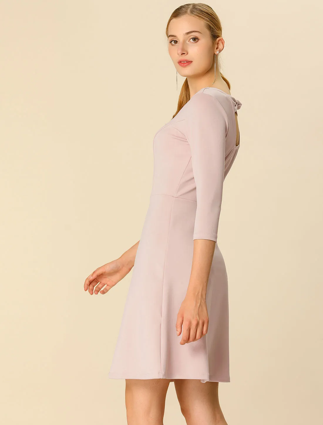 Spring Half Sleeve Square Neck Above Knee Slim A Line Dress sold by Allegra K product image thumbnail 3