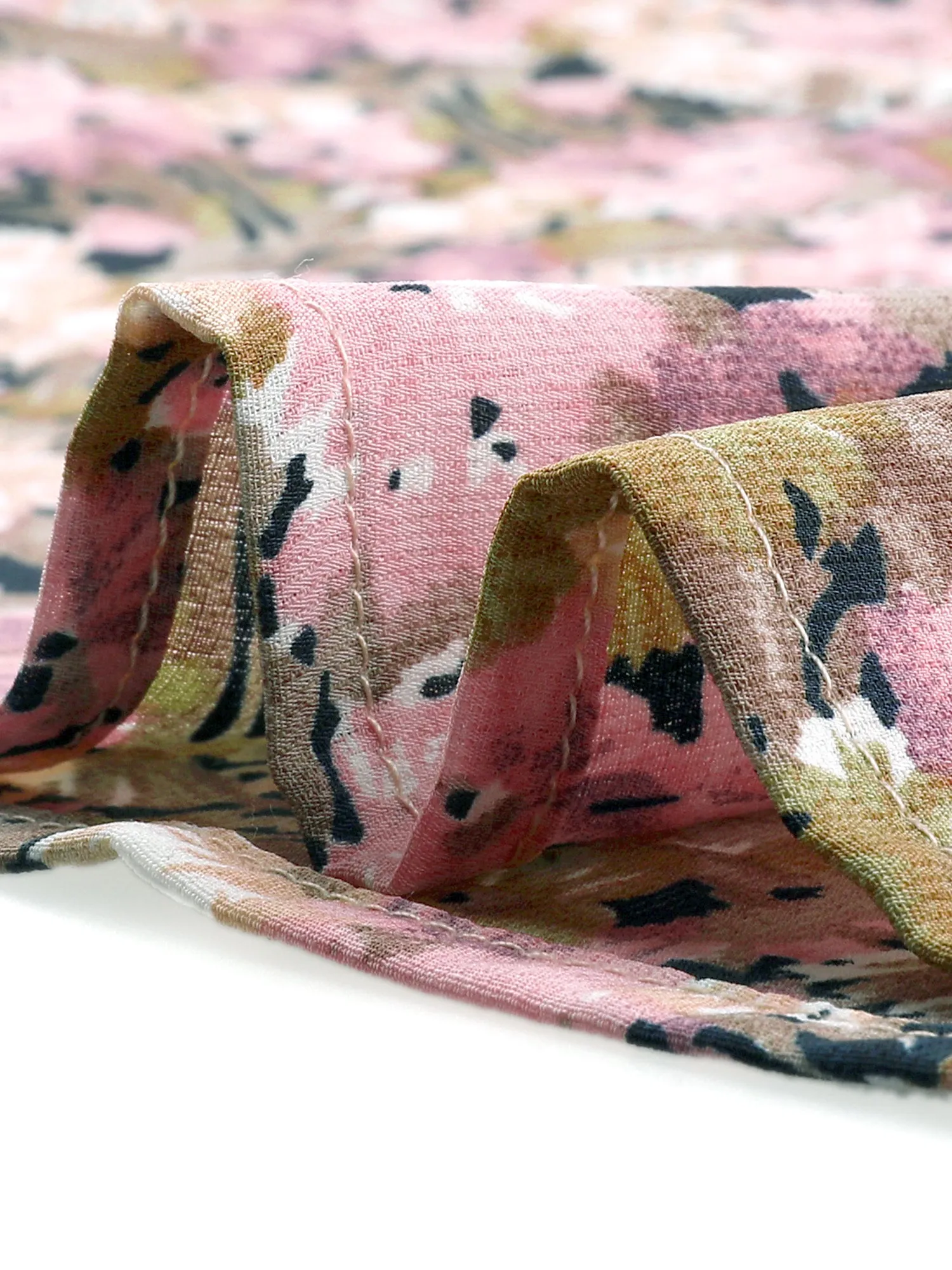 Summer Floral Print Tie Neck Keyhole Ruffled Short Sleeve Blouse Tops sold by Allegra K product image thumbnail 5