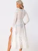 Beach Cover Up Chiffon Lace Cardigan Bikini Swimsuit Coverup Long Flowy Beachwear sold by Allegra K