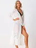 Beach Cover Up Chiffon Lace Cardigan Bikini Swimsuit Coverup Long Flowy Beachwear sold by Allegra K
