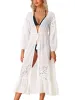 Beach Cover Up Chiffon Lace Cardigan Bikini Swimsuit Coverup Long Flowy Beachwear sold by Allegra K