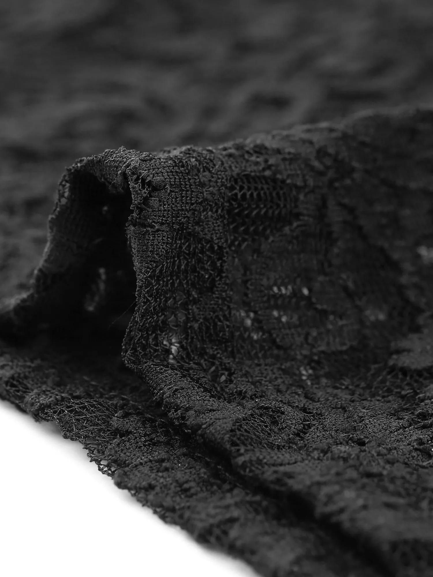 See Through Stretch Tops Smocked High Neck Long Sleeve Lace Blouse sold by Allegra K product image thumbnail 4