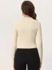 V Neck Ribbed Knit Long Sleeve Solid Crop Top Pullover Sweater sold by Allegra K