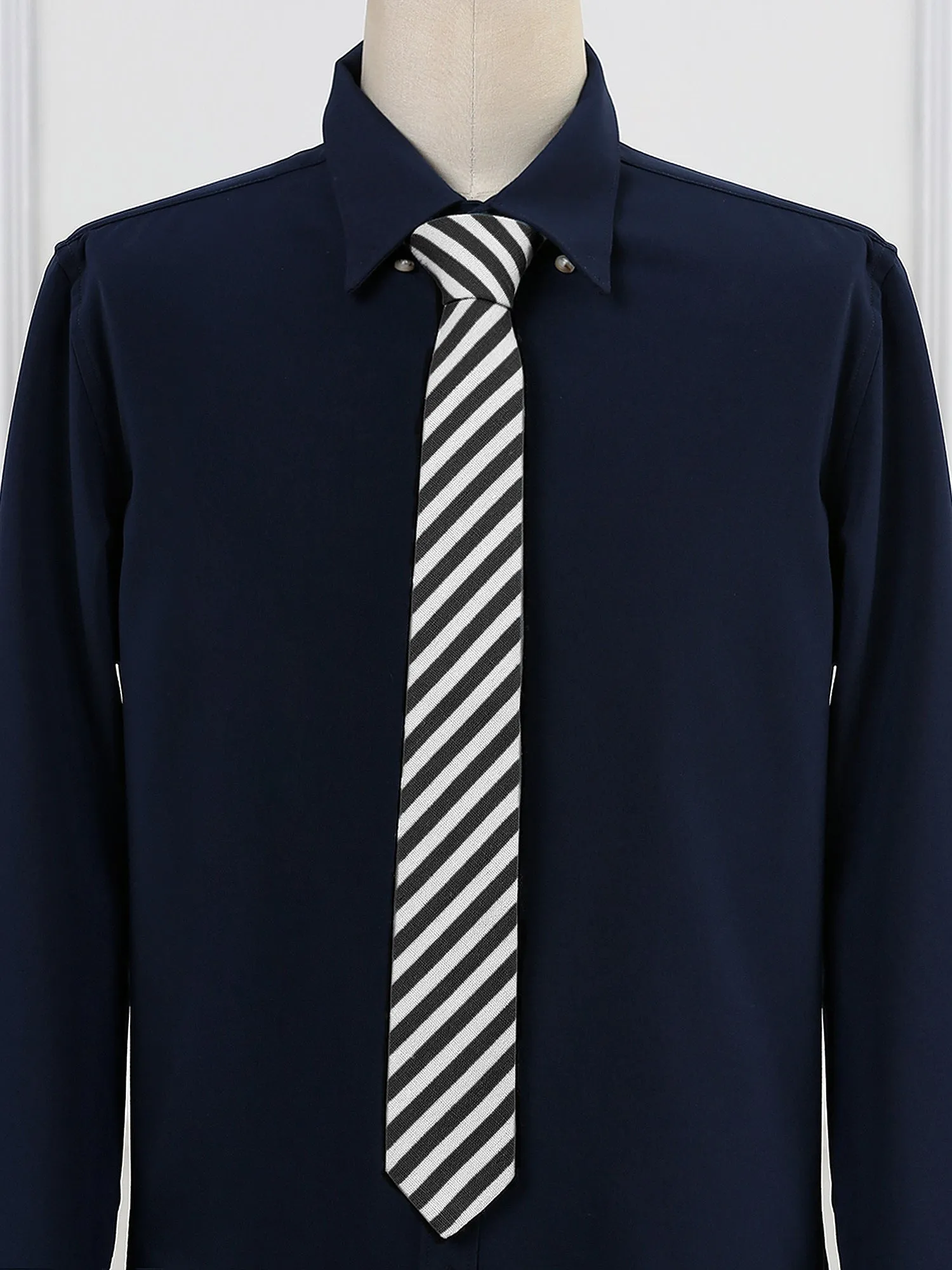 Self-Tied Stripes Linen Business Skinny Formal Casual Ties sold by Allegra K product image thumbnail 2