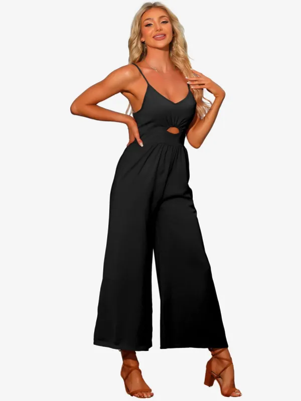 Sleeveless Cut Out Smocked Loose Wide Leg Summer Jumpsuits sold by Allegra K