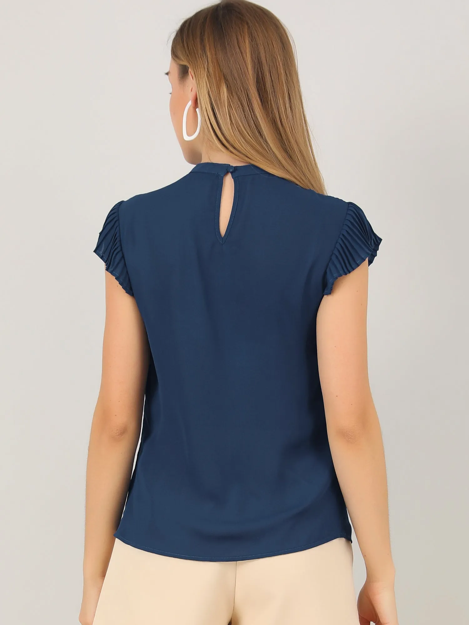 Cap Sleeve Round Neckline Casual Office Business Blouse sold by Allegra K product image thumbnail 4