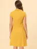 Cap Sleeve Cotton Shirtdress Work Collar Midi Button Down Dress sold by Allegra K