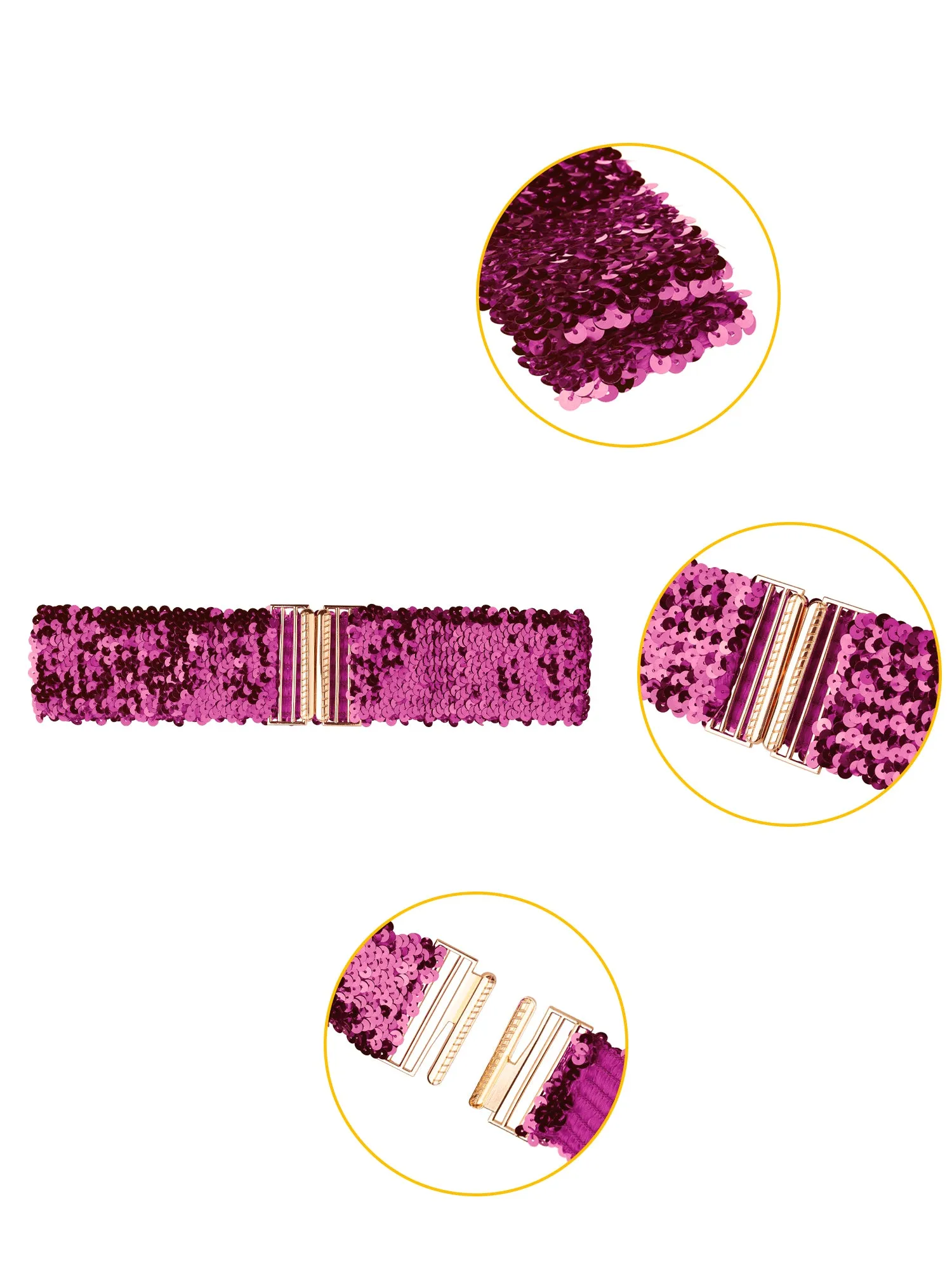 Womens Wide Waist Belts Interlock Buckles Sequins Decor Shinny Stretchy Belts 2PCS sold by Allegra K product image thumbnail 2