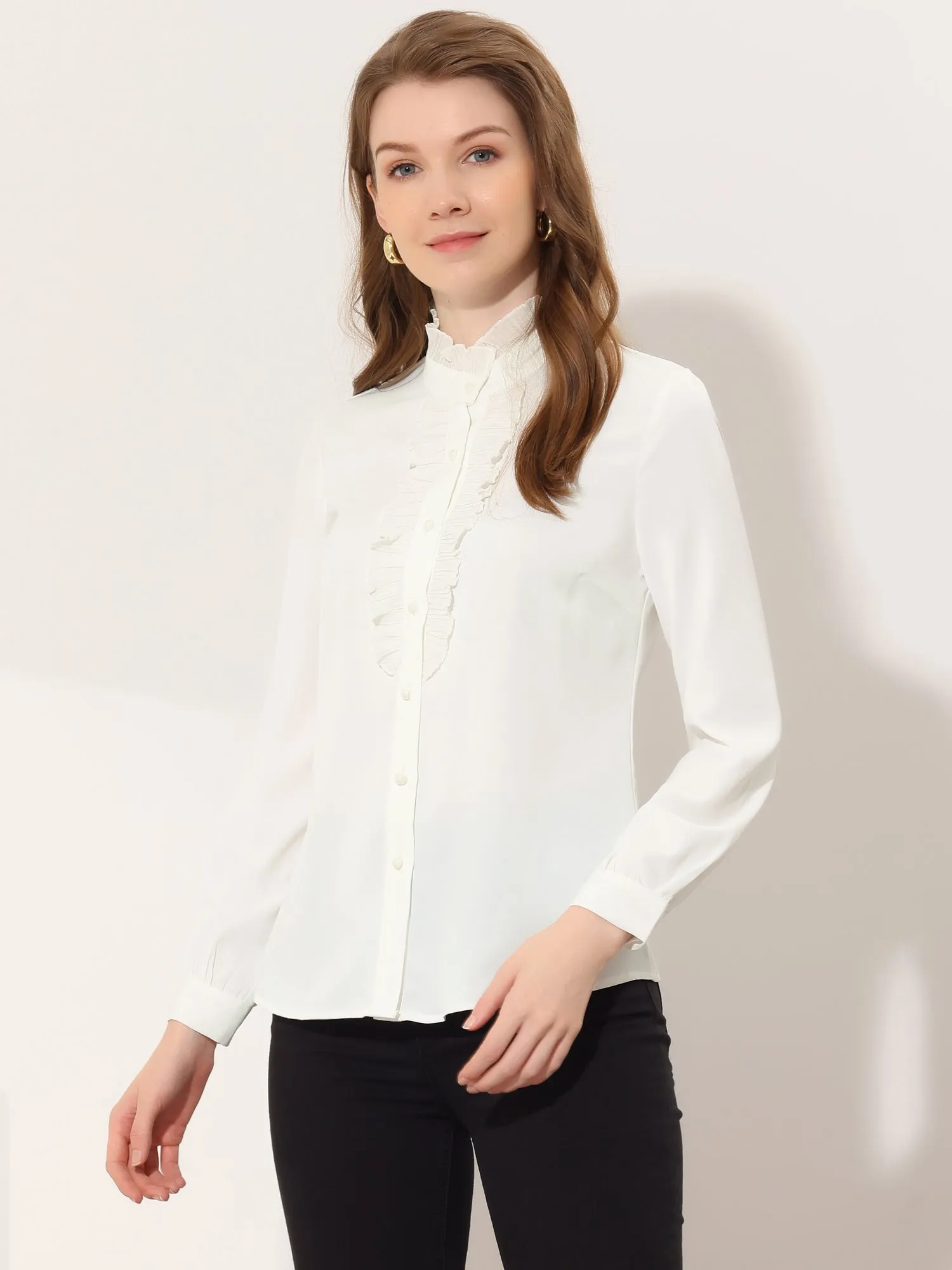 Vintage Ruffle Blouse Business Casual Work Top Shirt sold by Allegra K product image thumbnail 5