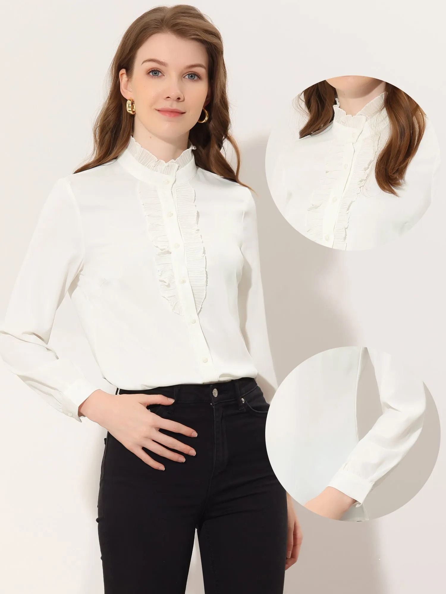 Vintage Ruffle Blouse Business Casual Work Top Shirt sold by Allegra K product image thumbnail 2