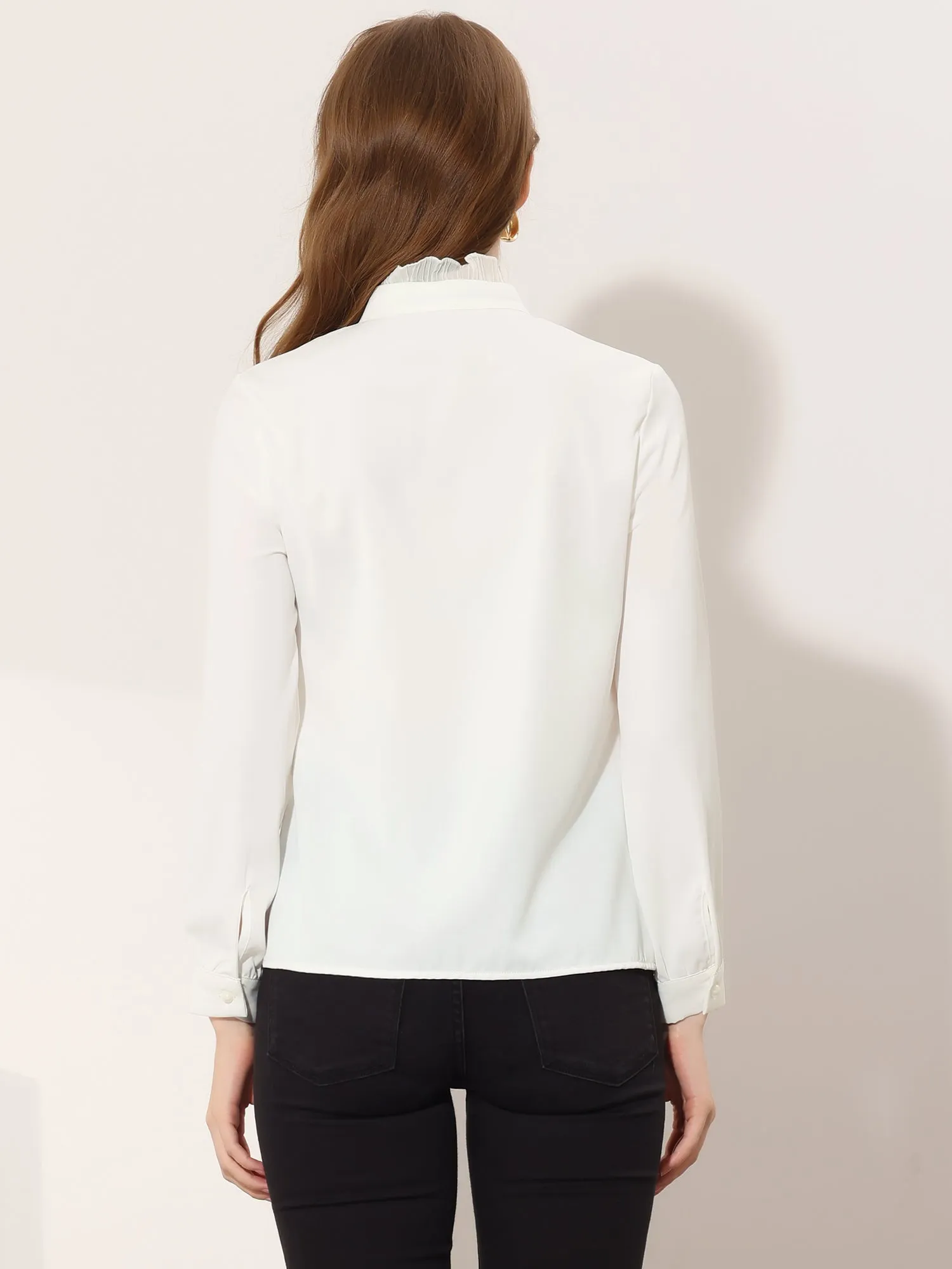 Vintage Ruffle Blouse Business Casual Work Top Shirt sold by Allegra K product image thumbnail 3