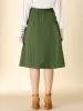 Elastic Waist Button Front Pocket Swing Midi Skirt sold by Allegra K