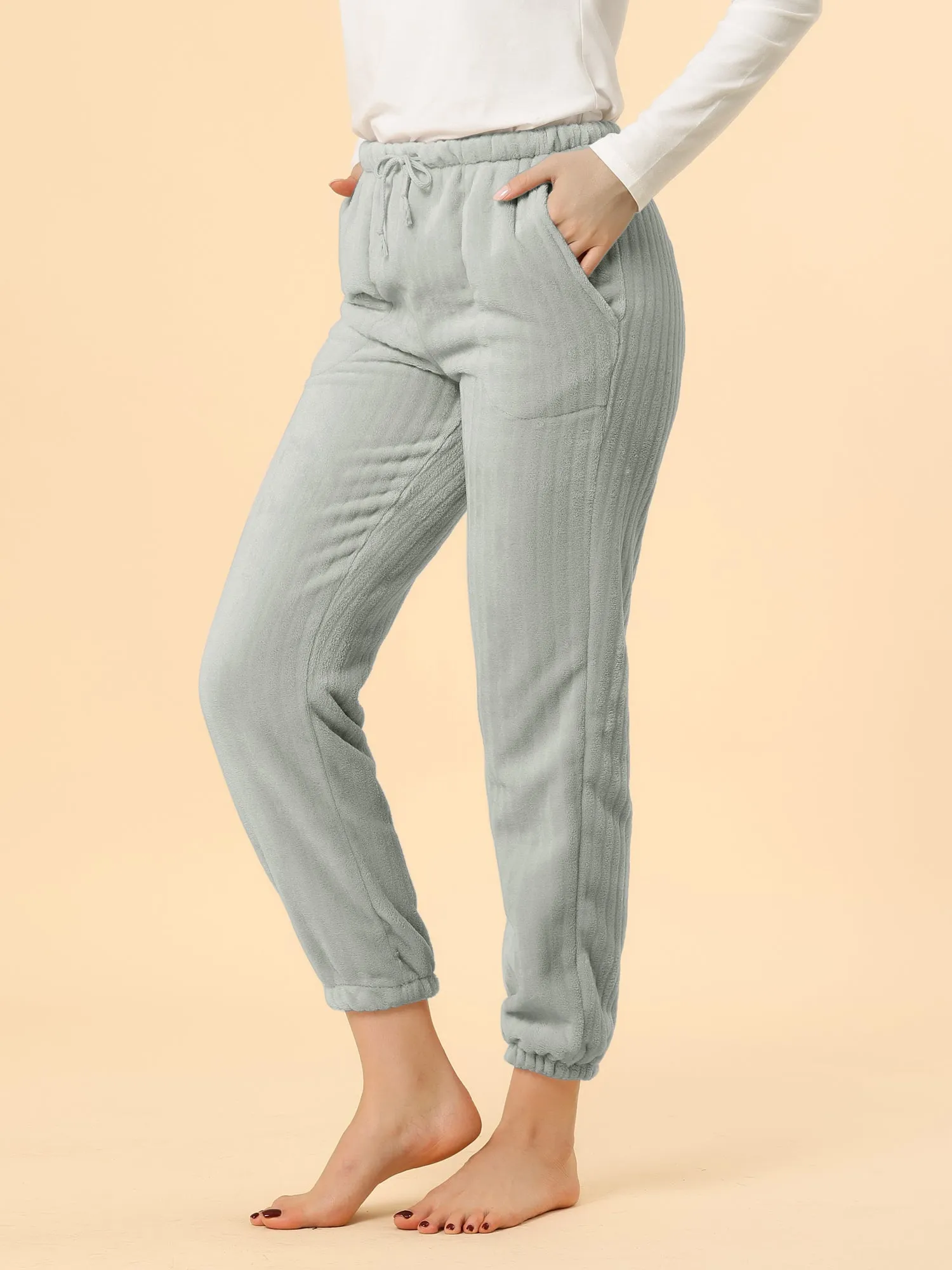 Pajama Sleepwear Ankle Bottoms with Pockets Winter Lounge Pants sold by Allegra K product image thumbnail 4