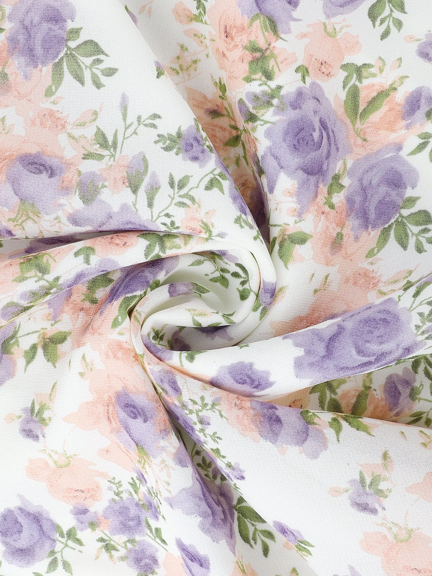 Floral Smocked Tie Neck Puff Sleeve Ruffle Chiffon Tiered Dress sold by Allegra K product image thumbnail 4